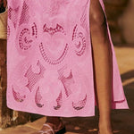 Margovil Lace Hollow Out Slit A-line Maxi Skirt