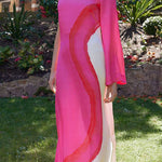 Margovil One Shoulder Long Sleeve Side Slit Tie Dye Maxi Dress