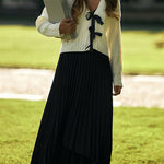 Margovil V Neck Bow Tie Front Elegant Sweater