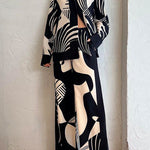 Margovil Graphic Printed Long Sleeve Blouse Shirt Wide Leg Pants 2 Pieces Set