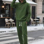 KZZ Two-piece men's solid color hooded sweatshirt and drawstring pants set