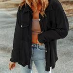 Solid Color Long Sleeve Jacket Casual Pocket Knitted Outerwears