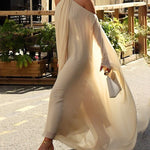 Long Sleeves Loose Solid Color Halter-Neck Maxi Dresses