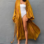 Nadorine Women's Beach Cover up Swimsuit Kimono with Bohemian Floral Print Vacation Dresses