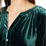 Solid Color Velvet V-neck Long-sleeved Shirt