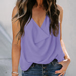 Nadorine Deep V Neck Wrap Spaghetti Strap Loose Sleeveless Tank