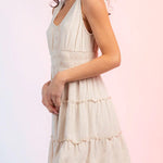 Fashion U-neck elastic waist sleeveless mini skirt