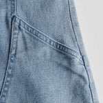 Exquisite Vintage Casual Hooded V-neck Zipper Side Slits Buttons Blue Denim Midi Dress