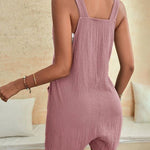 Knot Front Pocket Patched Overall Shorts Romper Without Tube Top Jumpsuits