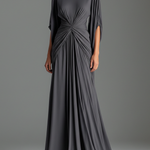 Women's Jet Black Fluid Dress With Round Neck & Flowy Maxi Skirt, Modern Bold-Elegant Style Dress