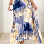 Elegant Gradual Change Print Pleated High Waist Type A Full Print Bottoms
