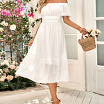 One Shoulder Solid Tapered Waist Elegant Long Dress