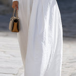 White Smocked Waist Hooded Maxi Dress