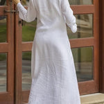 Long Sleeves Loose Solid Color V-Neck Maxi Dresses