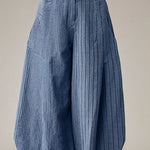 Harem Pants Loose Buttoned Striped Pants Trousers