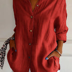 Single-breasted Pleated Lapel Shirt