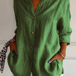 Single-breasted Pleated Lapel Shirt