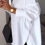 White Lapel Slit Shirt