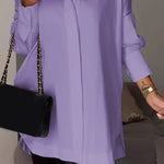 White Lapel Slit Shirt