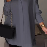 White Lapel Slit Shirt