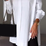 White Lapel Slit Shirt