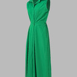 Sleeveless Solid Color Lapel Midi Dresses