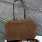 Retro multi-colored suede handbag