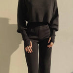 Casual Loose-fitting Long-sleeves Top and Pants Two-piece Set