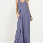 Nadorine Women's Casual Flowy Pockets Loose Beach Sleeveless Cami Maxi Dresses