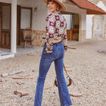 Nadorine Distressed High Waist Baggy Denim Pants Wide Leg Trousers