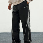 KZZ Men's Letter Patchwork Side Stripe Drawstring Waist Pants