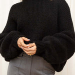 Margovil Drop Shoulder Lantern Long Sleeves Comfy Pullover Sweater