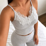 Women's 3 Piece Outfits Lace Cami Top and Long Sleeve Cardigan and Straight Leg Pants Set Casual Lounge Sleepwear Suits