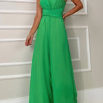Margovil Sleeveless One Shoulder Waisted Flare Wide Leg Jumpsuit