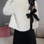 Margovil Long Sleeves Bow Knot Glitter Sequin Top