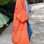 Margovil Open Front Love and Peace Pattern Long Sweater Cardigan(in 5 Colors)