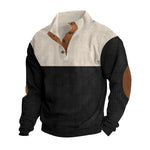 KZZ Men's Color Block Casual Hoodie, Half-Zip Long-Sleeve Sweatshirt