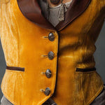 Vintage Velvet Vest With Eco-Leather Lapel