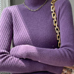 Casual Skinny Long Sleeves Solid Color Half Turtleneck Sweater Tops
