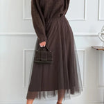 Gisella Tulle High-rise Elastic Waist Layered Flowy Midi Skirt