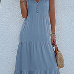 Sleeveless loose casual solid color vest dress