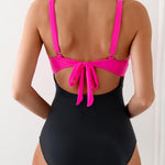 Contrast Patchwork One-Piece Swimsuit