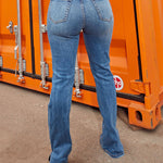 Ripped Jeans Classic High Waisted Side Split Denim Pants