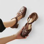 Sara | T-Strap Block Heels for Orthopedic Support
