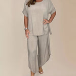 Two Piece Outfits Summer Short Sleeve Shirts and Pants Sets