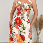 MONET Blooming Rose Tie Back Cut-out Maxi Dress