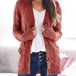 Plain Twist Button Cardigan Sweater