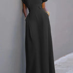 Flying Sleeves Solid Color Split-Joint V-Neck Evening Dresses Maxi Dresses