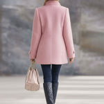 Casual Vintage Pink Polar Fleece Zip-Up Jacket Coat