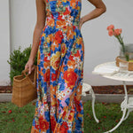 Style Lover Square Neck Adjustable Straps Floral Maxi Dress